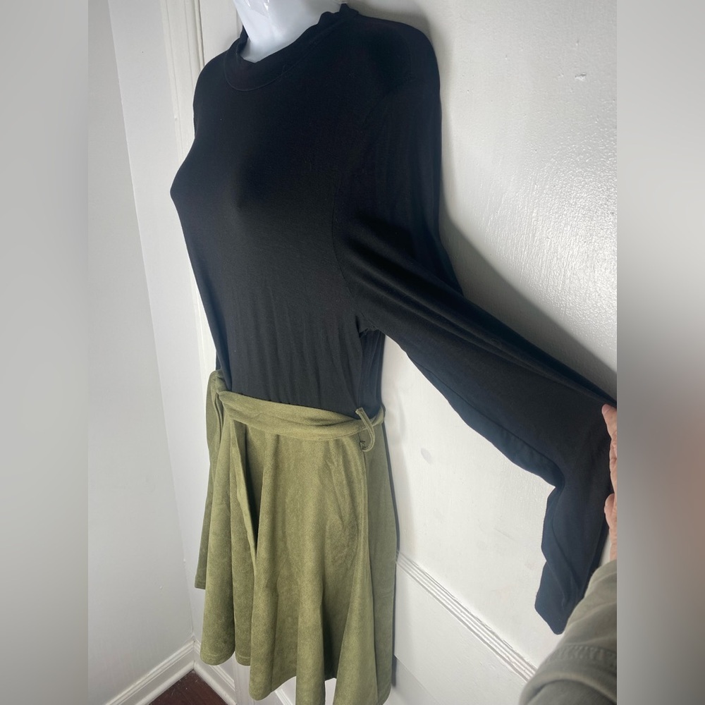 Cupshe NWT Evergreen Days Two Tone Women's Olive Green Tie-Waist Midi Dress - Picture 6 of 10